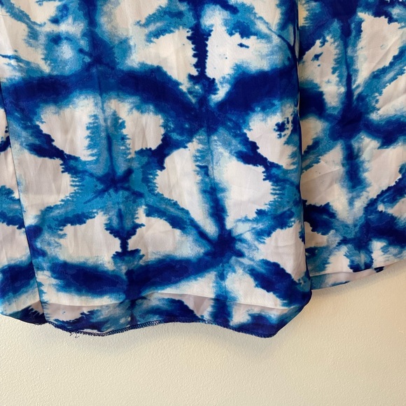 Michael Kors Blue and White Watercolor Tie Dye Lightweight Drawstring Pant - Picture 9 of 11